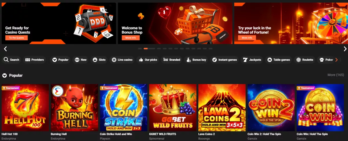 GGBet casino games